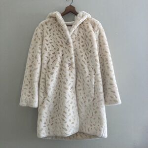 Vintage Reversible Faux Fur Coat in White - Size Small Medium